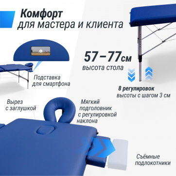Массажный стол UNIX Master 2 Section Blue - 4